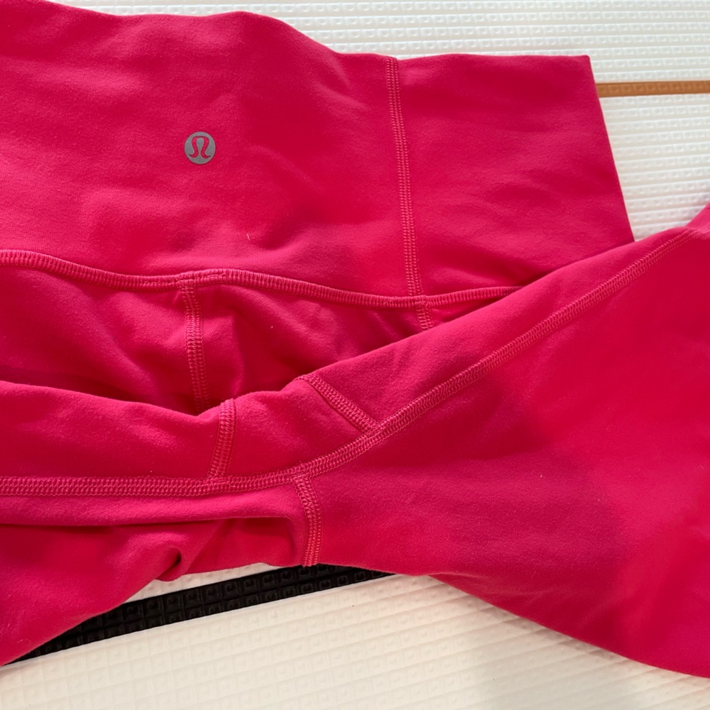 Hot pink Lululemon bike shorts high rise. Unknown what size, likely 8 EUC